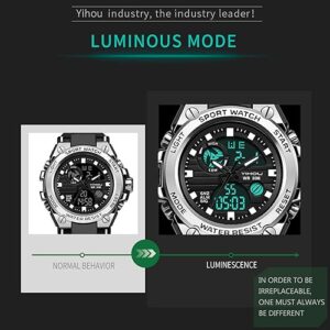 Yihou Men's Military Watch Outdoor Sports Electronic Watch Tactical Army Wristwatch LED Stopwatch Waterproof Digital Analog Watches