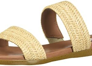 Steve Madden Women's Dual Flat Sandal, Natural Raffia, 9