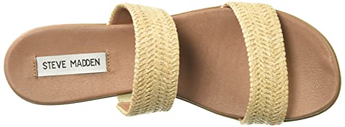 Steve Madden Women's Dual Flat Sandal, Natural Raffia, 9