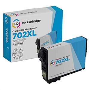 ld remanufactured replacements for epson 702 high yield t702xl220 702xl ink cartridges for epson printer workforce pro wf-3720, wf3720, wf-3720, wf-3730, wf-3733 (cyan)