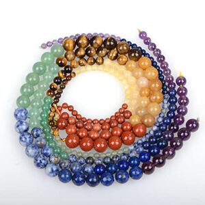 ICAI Beads 8mm Natural Colorful Stone Round Loose Stone Beads for Jewelry Making DIY Crafts Design 1 Strand 15" APPR.47-49pcs.