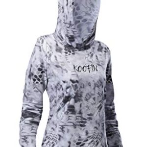 KOOFIN GEAR Performance Fishing Hoodie Women's Long Sleeve Hooded Sunshirt UPF50, Grey, 2X-Large