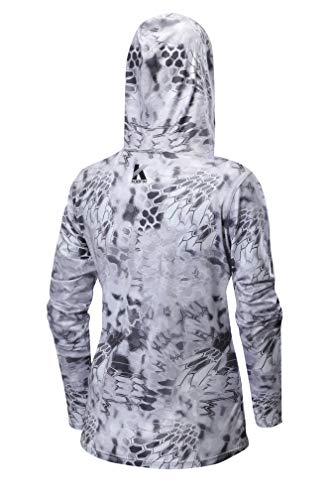 KOOFIN GEAR Performance Fishing Hoodie Women's Long Sleeve Hooded Sunshirt UPF50, Grey, 2X-Large