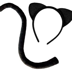 OLYPHAN Cat Ears and Tail Costume Adult Women - Black Cat Halloween Costume Set & Cosplay Accessories Kit