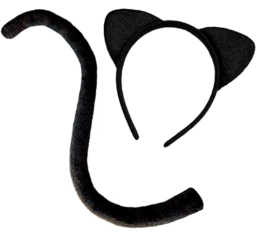 OLYPHAN Cat Ears and Tail Costume Adult Women - Black Cat Halloween Costume Set & Cosplay Accessories Kit