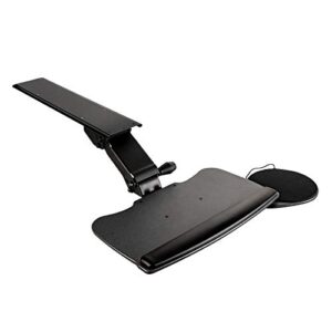 fersgo under desk keyboard tray, 20" x 11" tray, 23" track, dynamic height adjust, undermount sliding computer keyboard and mouse tray with wrist rest, swivels 360°, adjustable height and ±15° tilt