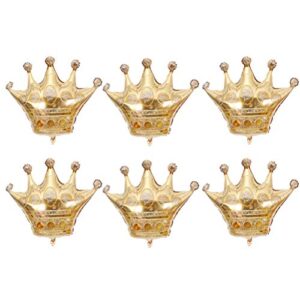 janou 6pcs gold crown balloons foil helium 30 inch crowns balloons for birthday wedding party decoration