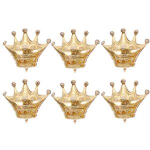 JANOU 6Pcs Gold Crown Balloons Foil Helium 30 Inch Crowns Balloons for Birthday Wedding Party Decoration