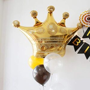 JANOU 6Pcs Gold Crown Balloons Foil Helium 30 Inch Crowns Balloons for Birthday Wedding Party Decoration