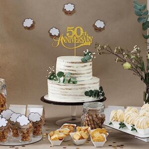 Gold Glitter 50th Anniversary Cake Topper - for 50th Wedding Anniversary / 50th Anniversary Party / 50th Birthday Party Decorations