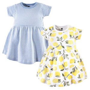 hudson baby girl's cotton dresses, lemons, 0-3 months