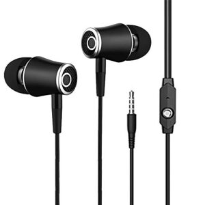 vantiyaus in-ear earbud headphones,earphone for kindle fire, galaxy s8+, note 8, fire hd 8 hd 10, voyage, oasis ereaders earbuds microphone phone -ergonomic comfort-fit (black)