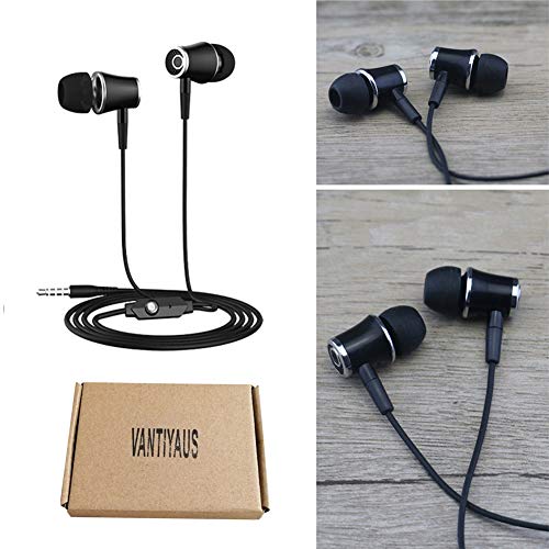 VANTIYAUS in-Ear Earbud Headphones,Earphone for Kindle Fire, Galaxy S8+, Note 8, Fire HD 8 HD 10, Voyage, Oasis eReaders Earbuds Microphone Phone -Ergonomic Comfort-Fit (Black)