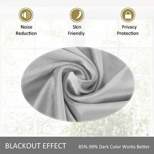 cololeaf Living Room Blackout Velvet Curtains, Back Tab/Rod Pocket Blackout Lined Curtains Room Darkening Thermal Insulated Curtains for Living Room,Silver Grey 120W x 96L Inch (1 Panel)