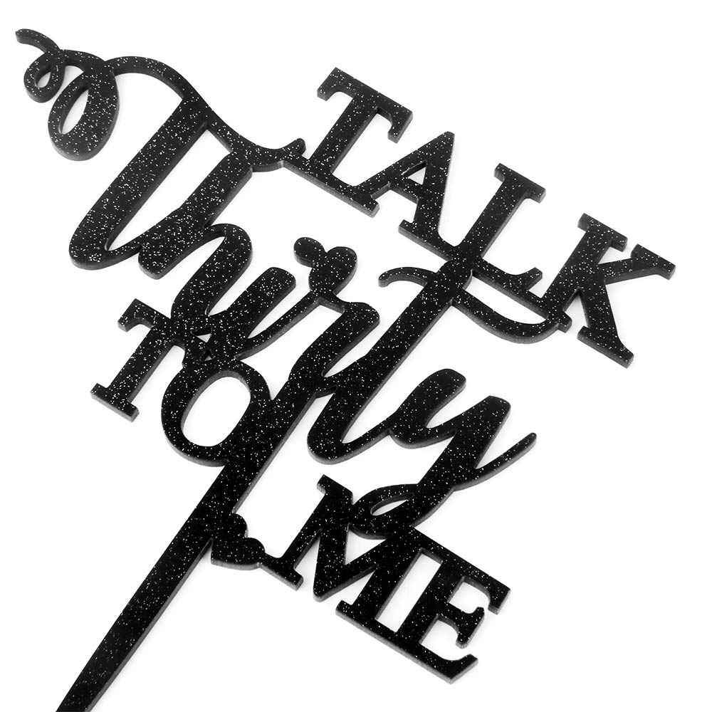 Talk Thirty to Me Cake Topper,Black Glitter Dirty 30 for 30th Birthday Wedding Anniversary Hello 30 Party Decoration Supplies(Acrylic)