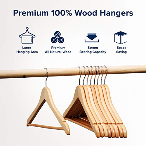 HOUSE DAY Wooden Hangers 20 Pack Wood Clothes Hangers Smooth Finish Wooden Coat Hangers for Closet Heavy Duty Hangers Solid Wood Hangers Suit Hangers for Clothes, Jacket, Shirt, Tank Top, Dress