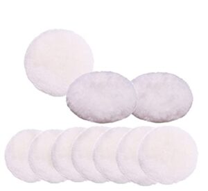 inzoey sheepskin wool polishing pad 3 inches soft buffing pads with hook and loop back wool cutting pad for car, furniture, glass and so on (pack of 10)