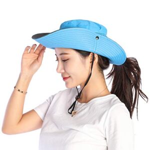 vicsport women sun hat wide brim bucket mesh boonie cap outdoor fishing hats uv protection blue