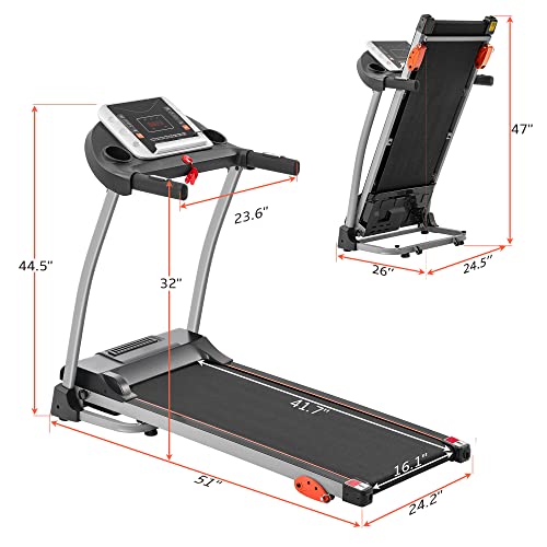 Merax Foldable Electric Treadmill 2.5HP Motorized Running Machine with 12 Perset Programs 300LBS Weight Capacity Walking Jogging Treadmill for Office Home Gym Workout with Incline