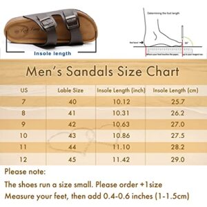 Real Fancy Men's Cork Footbed Sandals with Two Adjustable Buckle Straps - Slip on Summer Slide Sandals for men, Arch Support (Size 9)