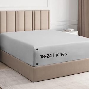 extra deep pocket fitted sheet - single fitted sheet only - extra deep pockets cal king size sheets - fits 18 in to 24 in mattress - extra deep cal king fitted sheet - deep pockets that actually fit