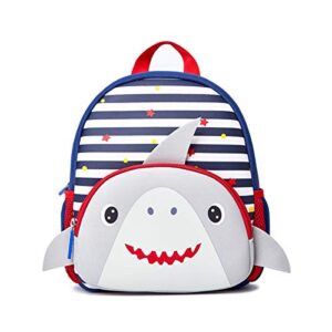 kk crafts toddler backpack, waterproof preschool backpack, 3d cute cartoon neoprene animal schoolbag for kids, lunch box carry bag for boys girls,grey shark
