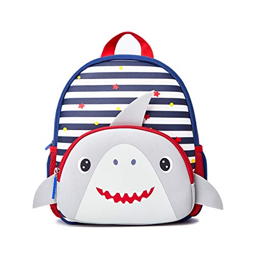 KK CRAFTS Toddler Backpack, Waterproof Preschool Backpack, 3D Cute Cartoon Neoprene Animal Schoolbag for Kids, Lunch Box Carry Bag for Boys Girls,Grey Shark