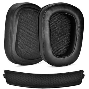 g933 g935 ear pads - defean replacement ear cushion earpads and headband compatible with logitech g933 g935 g633 / g 933 g 935 g 633 artemis headphones (leatheratte ear pads+headband)
