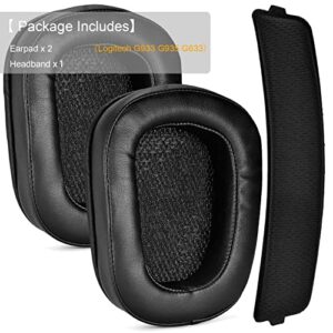 G933 G935 Ear Pads - defean Replacement Ear Cushion Earpads and Headband Compatible with Logitech G933 G935 G633 / g 933 g 935 g 633 Artemis Headphones (Leatheratte Ear Pads+Headband)