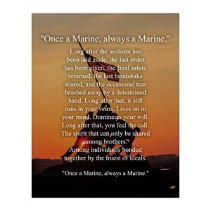 once a marine, always a marine - inspiring usmc creed wall decor poster, this famous american flag raising on iwo jima is an ideal wall art for patriotic home, office wall decor, unframed - 8x10"