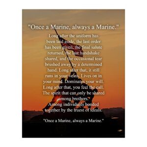 Once a Marine, Always a Marine - Inspiring USMC Creed Wall Decor Poster, This Famous American Flag Raising on Iwo Jima Is An Ideal Wall Art For Patriotic Home, Office Wall Decor, Unframed - 8x10"