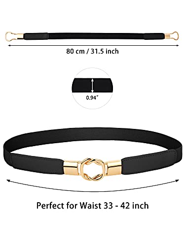 3 Pieces Women Skinny Waist Belt Elastic Thin Belt Waist Cinch Belt for Women Girls Accessories (Medium)