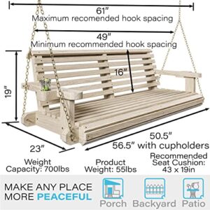 Porchgate Amish Heavy Duty 800 Lb Roll Comfort Treated Porch Swing W/Chains (4 Foot, Unfinished)