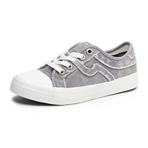 salt&seas women's canvas fashion sneakers low top lace up comfortable casual shoes walking flats grey, 10