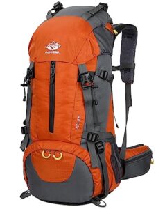 esup hiking backpack, 50l multipurpose camping backpack with rain cover 45l+5l (orange)