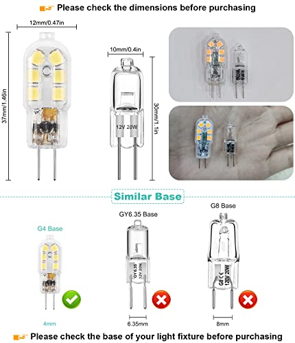 Amazing power G4 LED Bulb, 12V JC G4 Bi Pin Bulb, G4 20W Halogen Bulb Replacement, Warm White 3000K, 10-Pack