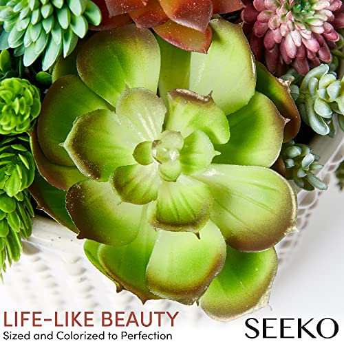 Seeko Artificial Succulents (14 Pack) - Premium Succulent Plants Artificial - Realistic Unpotted Textured Fake Succulents Decor for DIY - Fake Plants