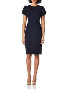 calvin klein women's tulip sleeved sheath dress, indigo, 12