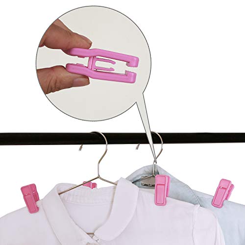 KINJOEK 50 Packs Plastic Baby Finger Clips for Hanger Clothespins Strong Pinch Grip Clips Multi-Purpose for Slim-line Clothes Pants, Pink