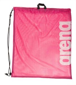 arena swim gear drawstring backpack pool and gym bag, pink, mesh bag