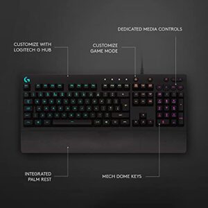 Logitech G213 Prodigy Gaming Keyboard, LIGHTSYNC RGB Backlit Keys, Spill-Resistant, Customizable Keys, Dedicated Multi-Media Keys – Black