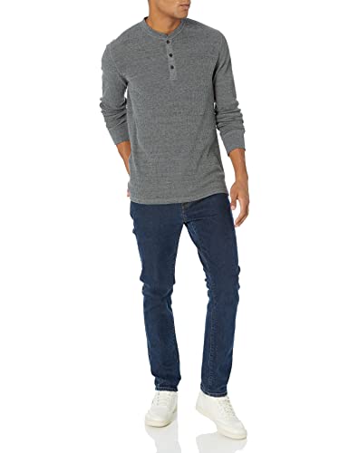 Amazon Essentials Men's Regular-Fit Long-Sleeve Waffle Henley Shirt, Charcoal, X-Large