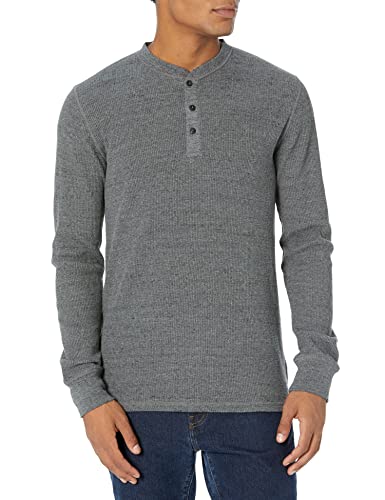 Amazon Essentials Men's Regular-Fit Long-Sleeve Waffle Henley Shirt, Charcoal, X-Large