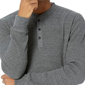 Amazon Essentials Men's Regular-Fit Long-Sleeve Waffle Henley Shirt, Charcoal, X-Large