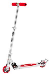 razor aw kick scooter for kids - wheelie bar, lightweight, foldable, aluminum frame, and adjustable handlebars