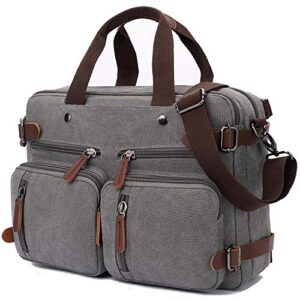 crocod 3 in 1 convertible laptop backpack, 17.3 inch messenger bag for men, multi-functional travel laptop bag for college men women (17.3 inch, grey)