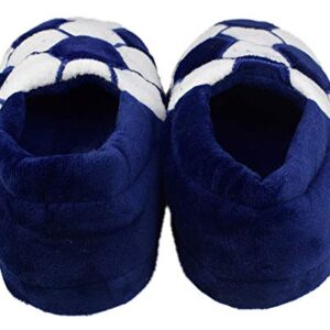 Tirzrro Big Kids Boy's Warm Plush Indoor Slippers with Soft Memory Foam Slip-on Shoes Size 1-2 US Dark Blue