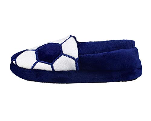 Tirzrro Big Kids Boy's Warm Plush Indoor Slippers with Soft Memory Foam Slip-on Shoes Size 1-2 US Dark Blue