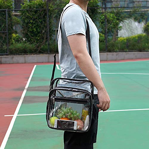 COVAX Clear Bag Stadium Approved, Clear Crossbody Messenger Shoulder Bag with Adjustable Strap for Concerts, Sports Events