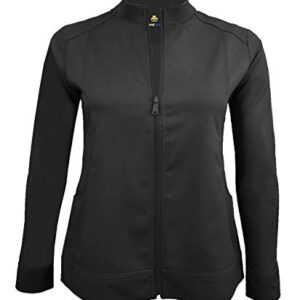 Natural Uniforms Women's Ultra Soft Stretch Zip Up Scrub Jacket (Black, 2X-Large)